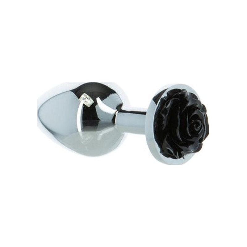 Black Rose 3in Metal Butt Plug - Naughty by Nature Adult Store