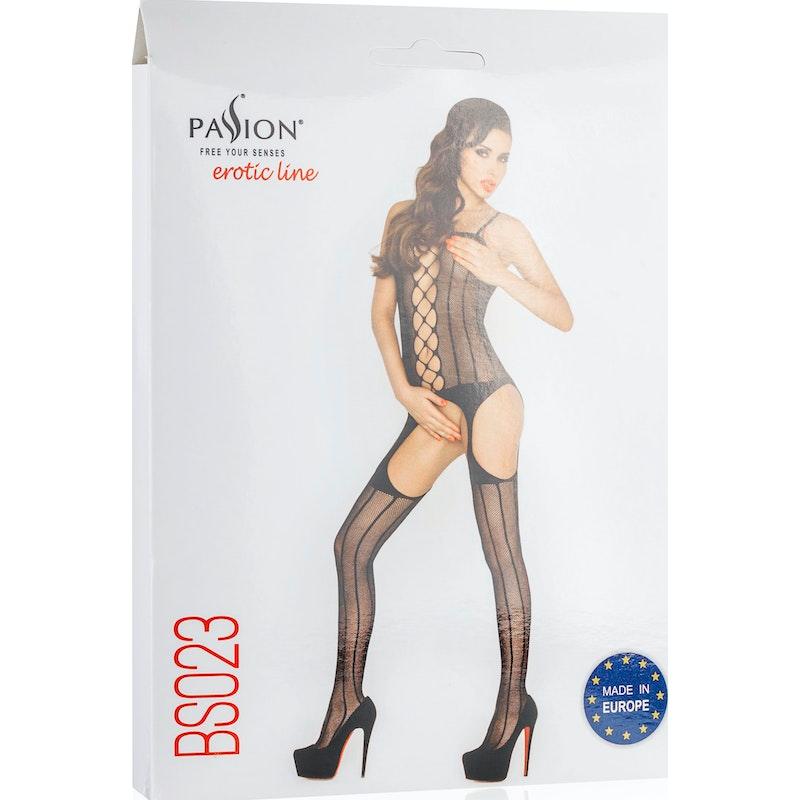 Bodystocking Fishnet With Open Cleavage BLK - Lingerie