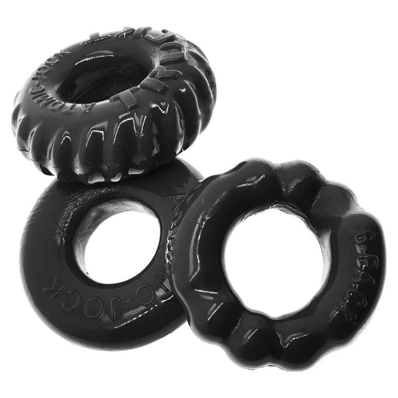 Bonemaker 3 Pc Cockring Set Black - Naughty by Nature Adult Store