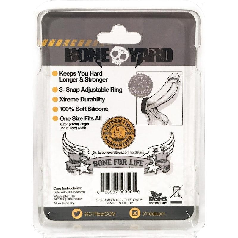 Boneyard Silicone Cock Strap - 3 Snap Ring - Black - Adult Toys