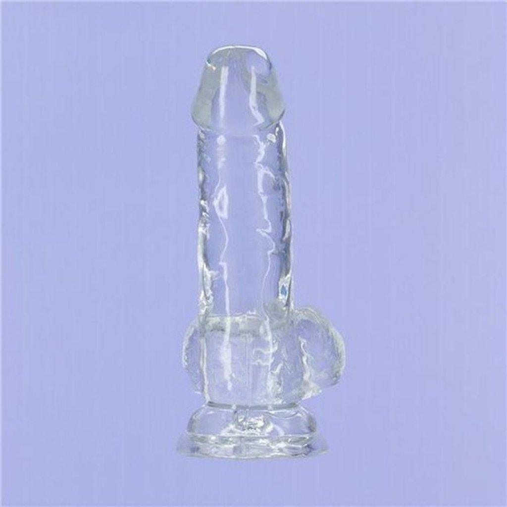 Crystal Dildo w Balls 6in Clear - Naughty by Nature Adult Store