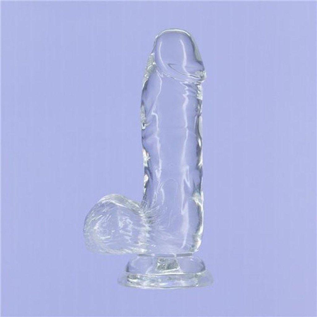 Crystal Dildo w Balls 6in Clear - Naughty by Nature Adult Store