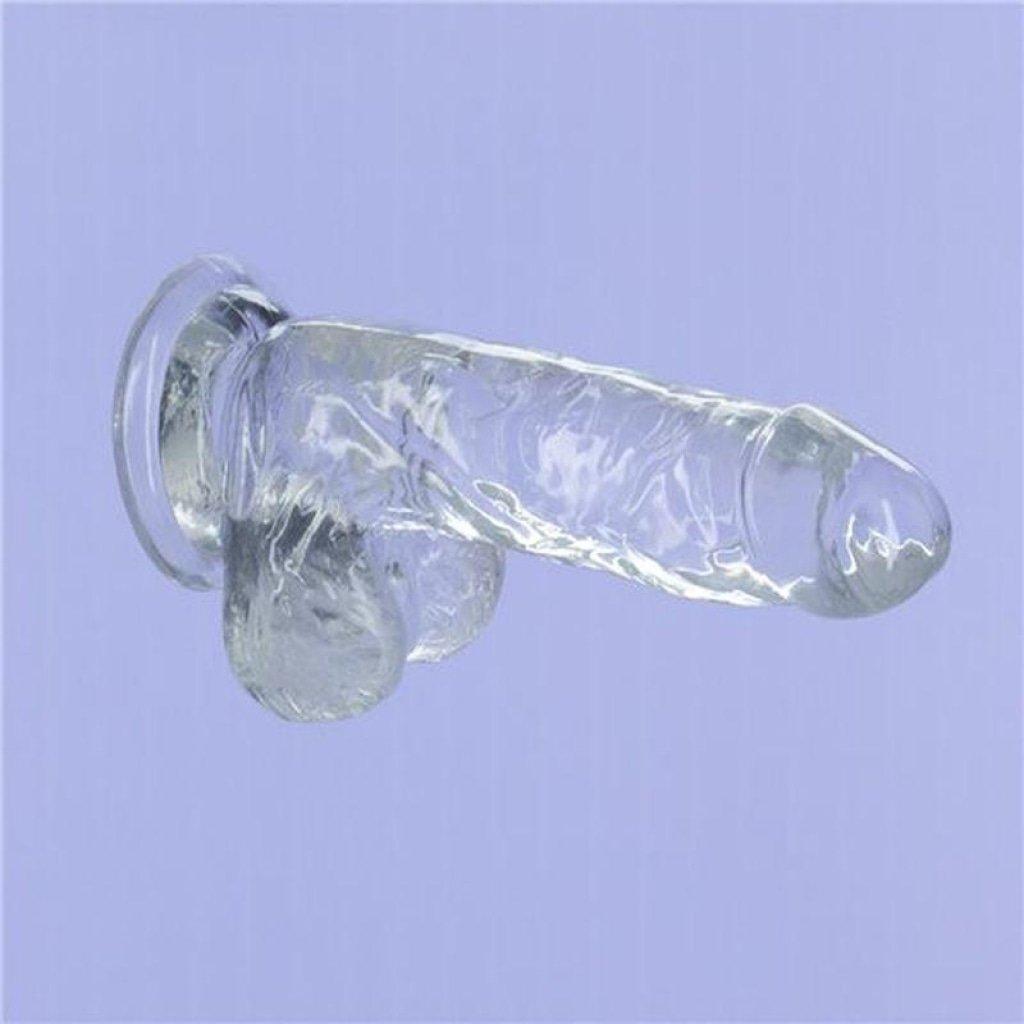 Crystal Dildo w Balls 6in Clear - Naughty by Nature Adult Store