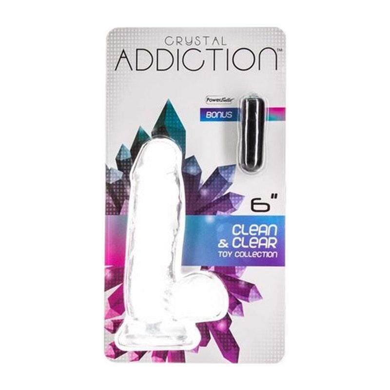 Crystal Dildo w Balls 6in Clear - Naughty by Nature Adult Store