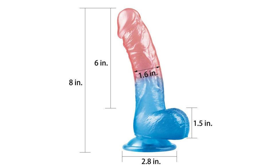 Dazzle Studs Dildo 8in Pink/Blue - Naughty by Nature Adult Store