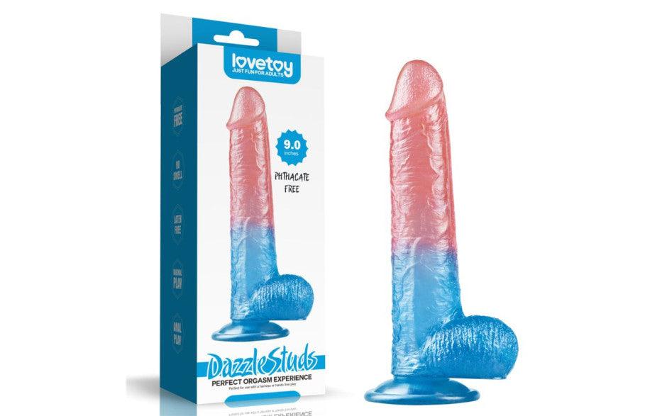 Dazzle Studs Dildo 9in Pink/Blue - Naughty by Nature Adult Store
