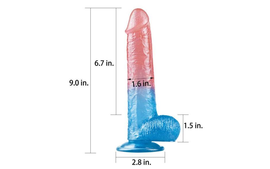 Dazzle Studs Dildo 9in Pink/Blue - Naughty by Nature Adult Store
