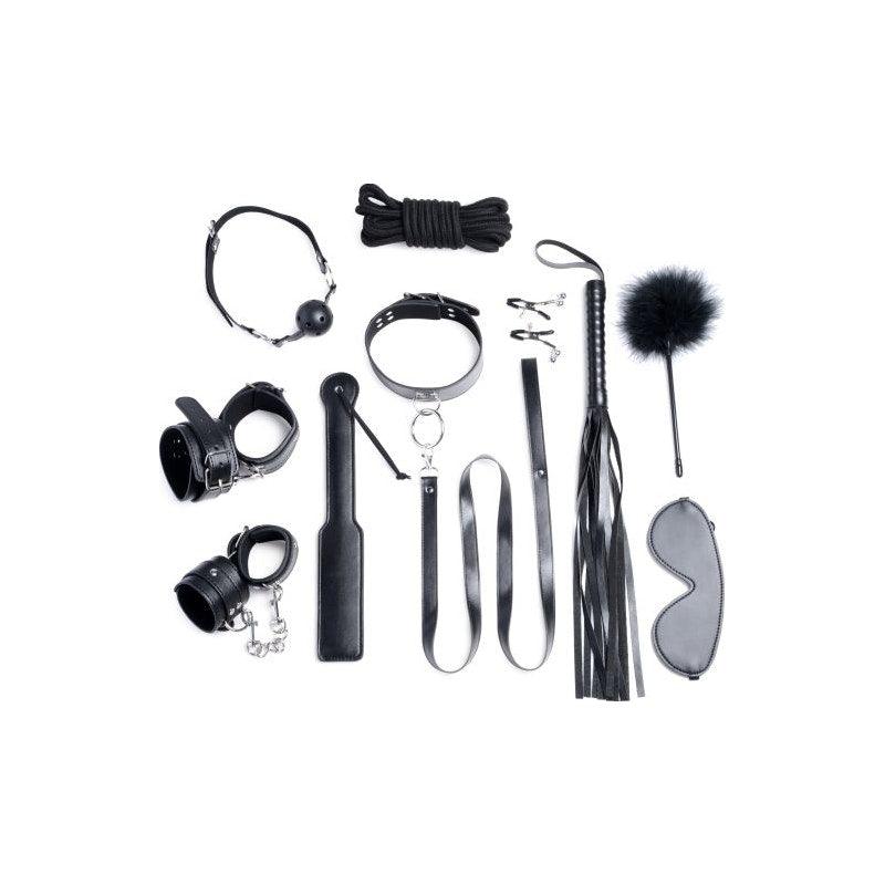 Deluxe 10 Pc Bondage Set Black - Adult Toys