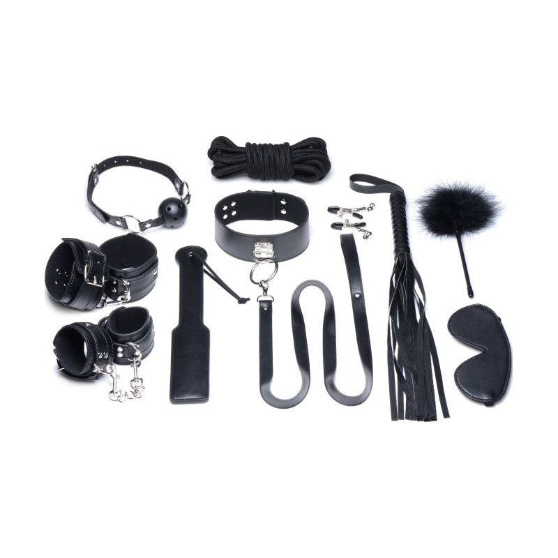 Deluxe 10 Pc Bondage Set Black - Adult Toys