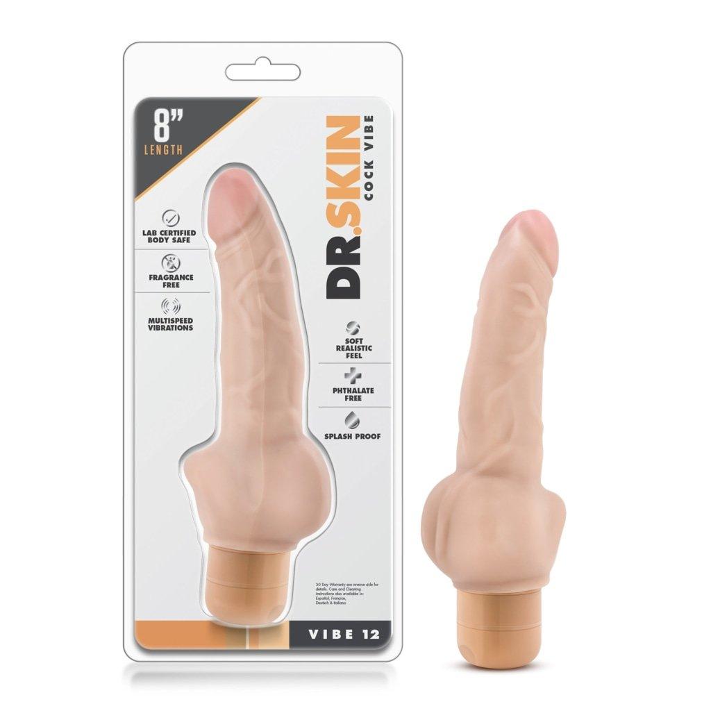 Dr Skin Cock Vibe 12 8in Vibrating Cock Beige - Adult Toys