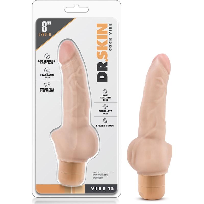Dr Skin Cock Vibe 12 8in Vibrating Cock Beige - Adult Toys