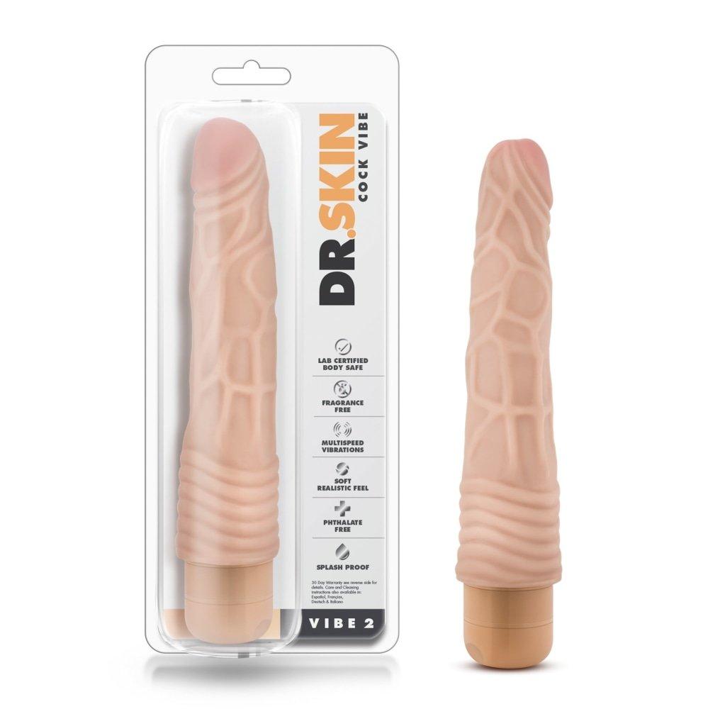 Dr Skin Cock Vibe 2 9in Vibrating Cock Beige - Naughty by Nature Adult Store