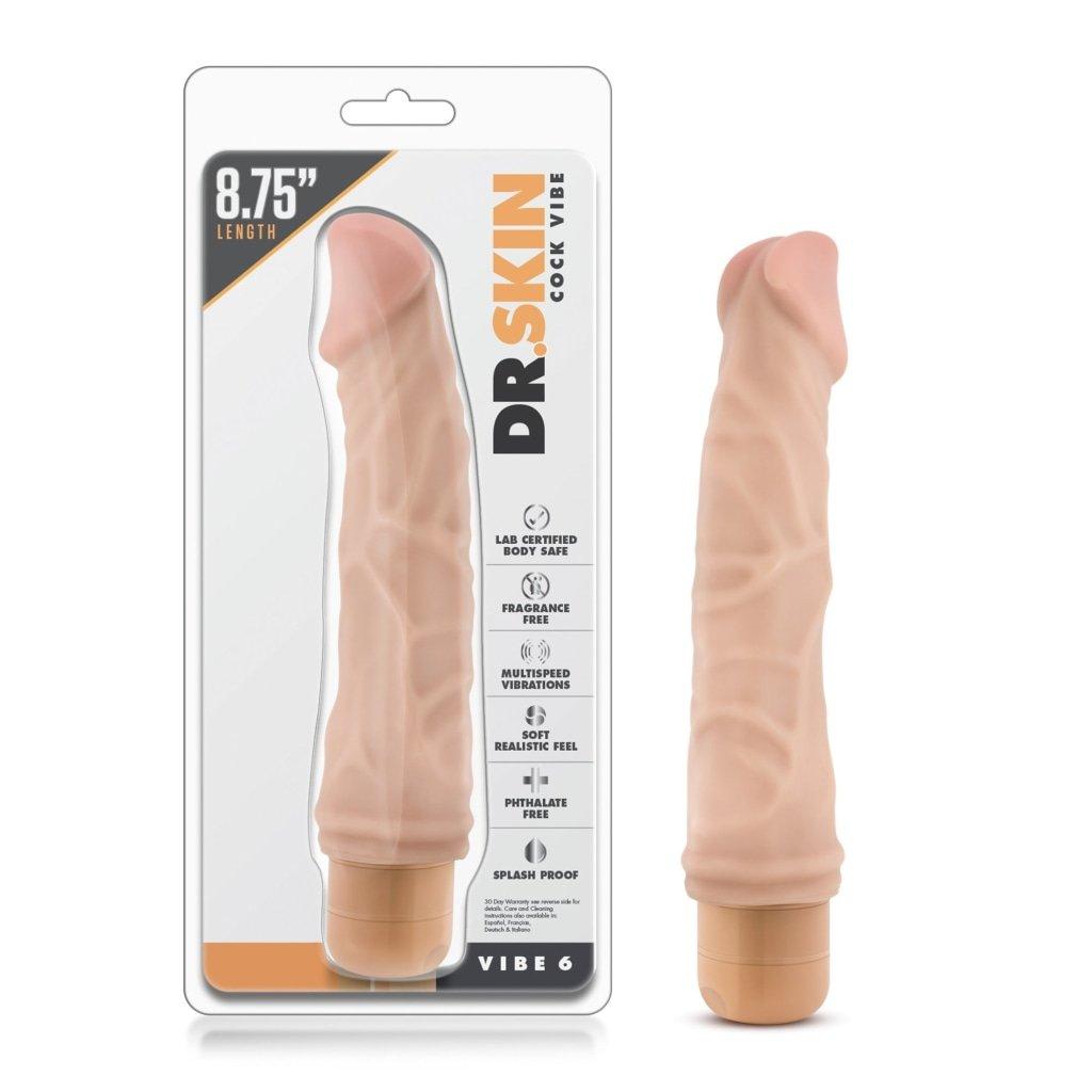 Dr Skin Cock Vibe 6 8.5in Vibrating Cock Beige - Adult Toys