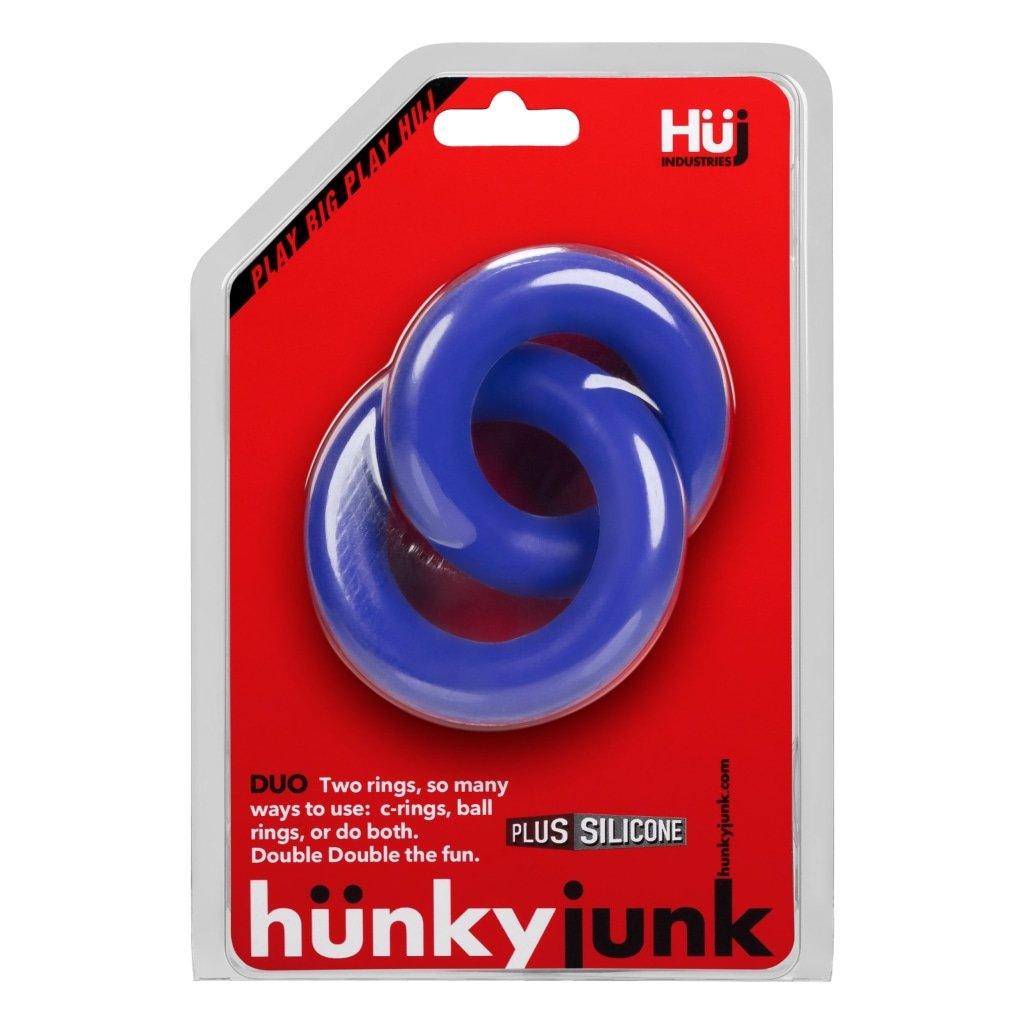 DUO Linked Cock/Ball Rings by Hunkyjunk Cobalt - Adult Toys