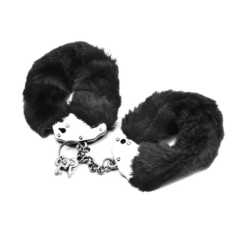 Fetish Pleasure Fluffy Hand Cuffs Black - Naughty by Nature Adult Store