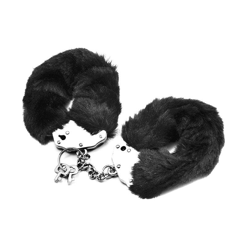Fetish Pleasure Fluffy Hand Cuffs Black - Naughty by Nature Adult Store