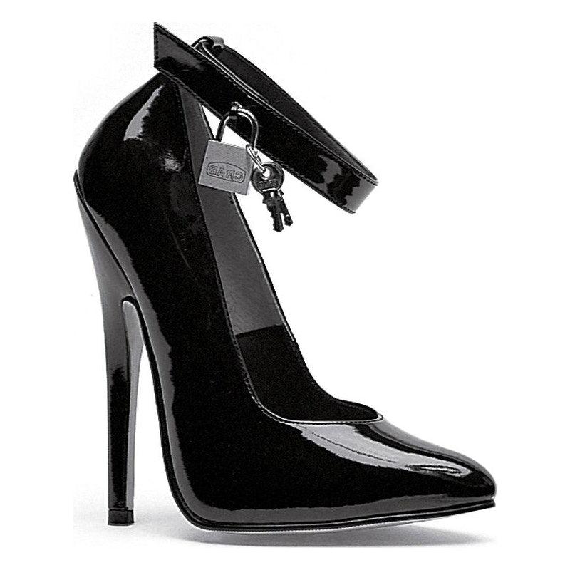 Fetish Pump w Lock and Key Black 6in - Lingerie