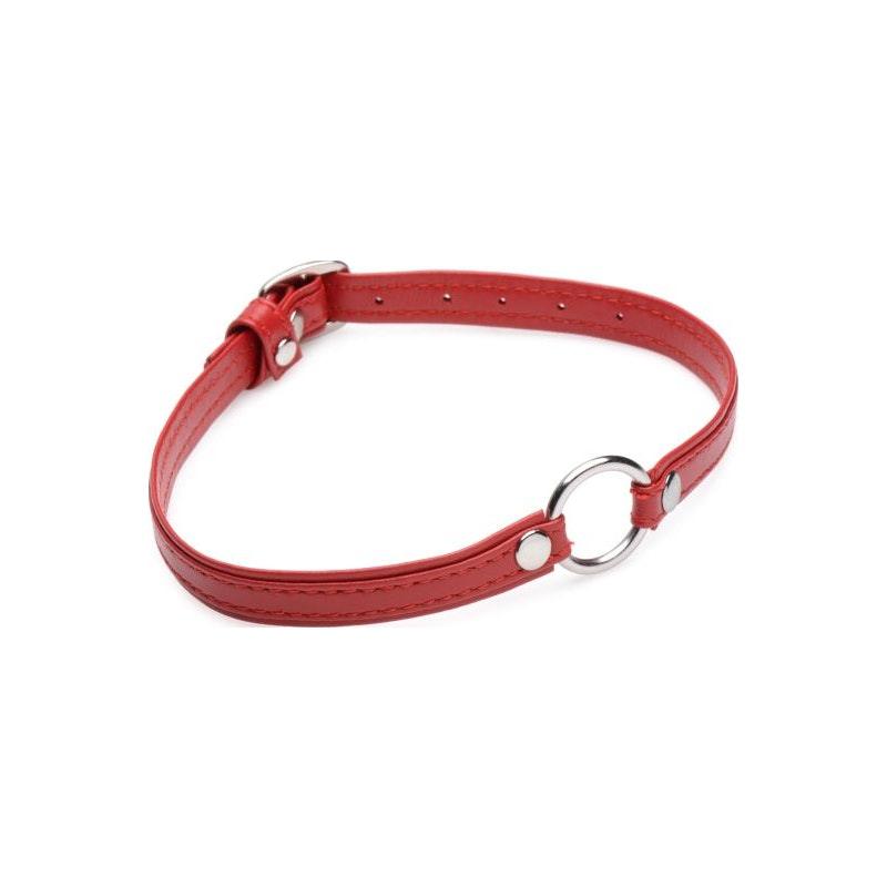 Fiery Pet Leather Choker w Silver Ring Red - Naughty by Nature Adult Store