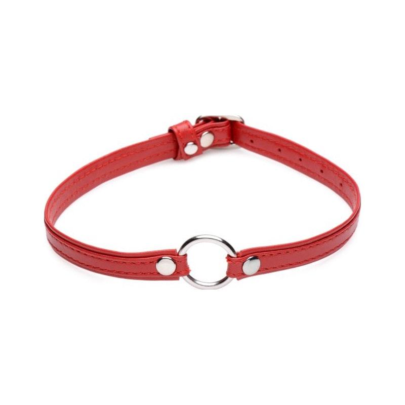 Fiery Pet Leather Choker w Silver Ring Red - Naughty by Nature Adult Store