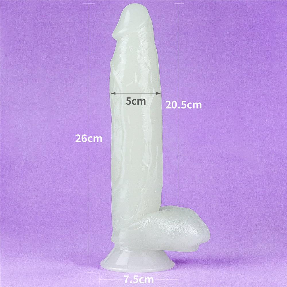 Lovetoy Lumino Glow in the Dark Realistic Dildo with Suction Base - 10" - Adult Toys
