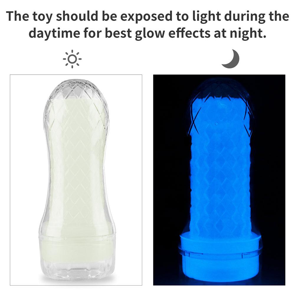 Lovetoy Lumino Play Ribbed Masturbator – Glow in the Dark TPE Stroker - Adult Toys