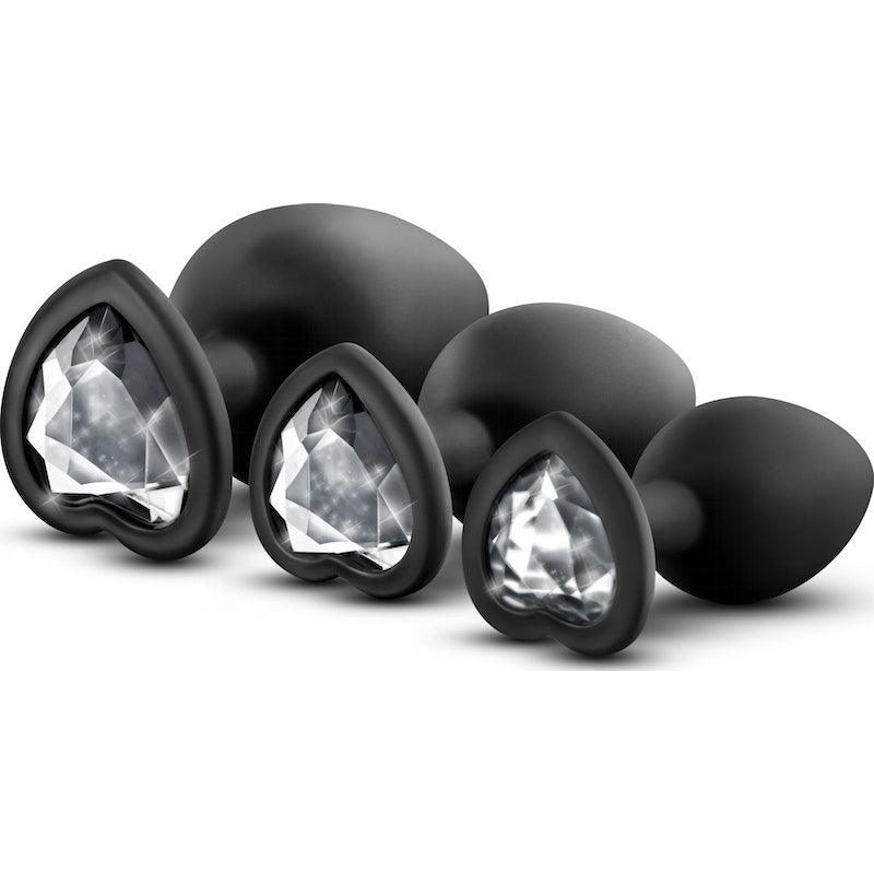 Luxe Bling Plugs Training Kit Black With Clear Gems - Naughty by Nature Adult Store
