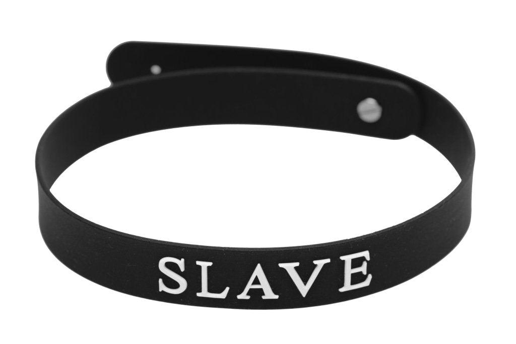 Master Series Slave Silicone Collar | Adjustable BDSM Neck Strap - Black - Adult Toys