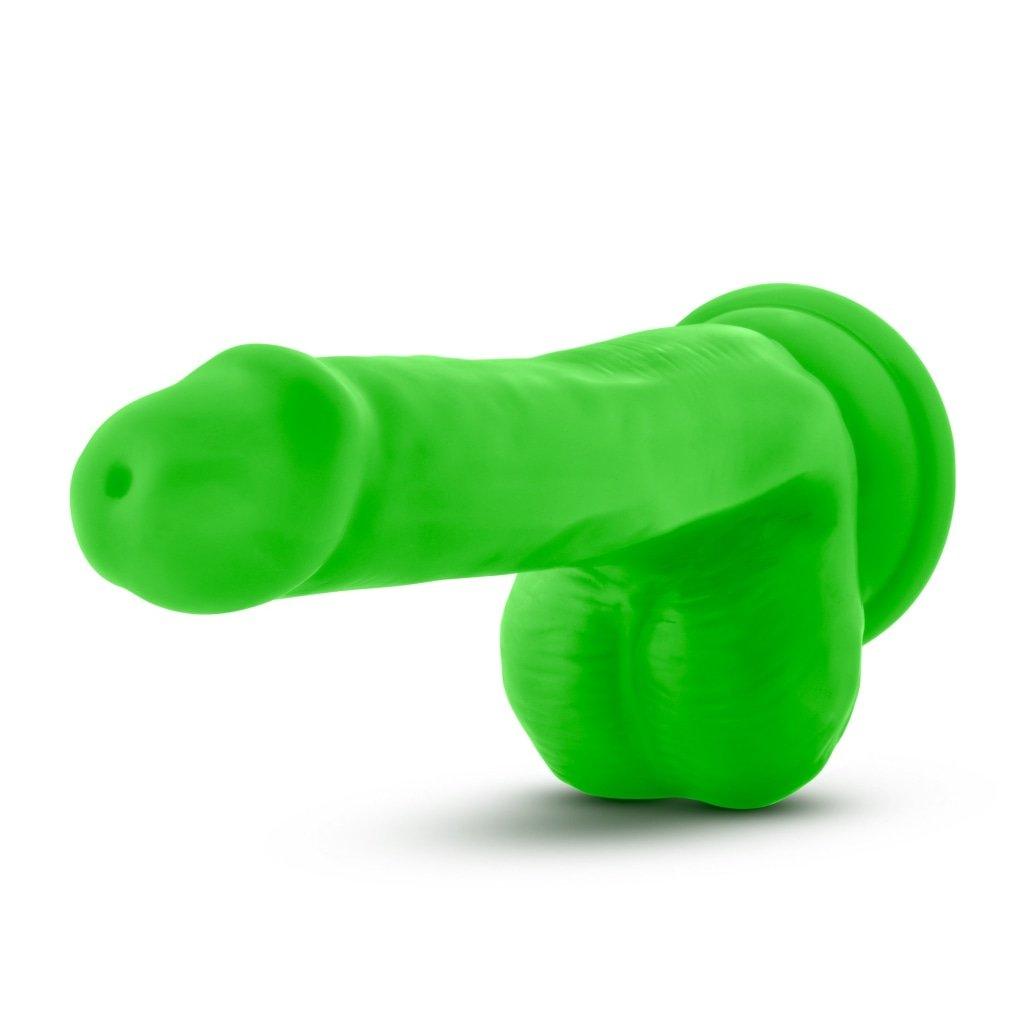 Neo Elite 6in Silicone Dual Density Cock with Balls Neon Green - Naughty by Nature Adult Store