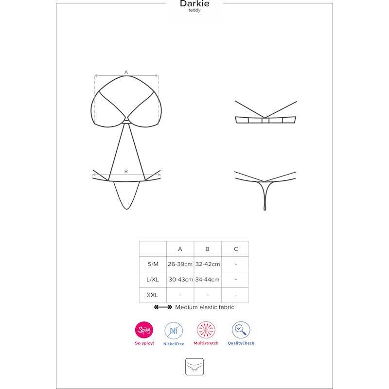 Obsessive Darkie Crotchless Teddy | Black Strappy Open Crotch Lingerie - Lingerie