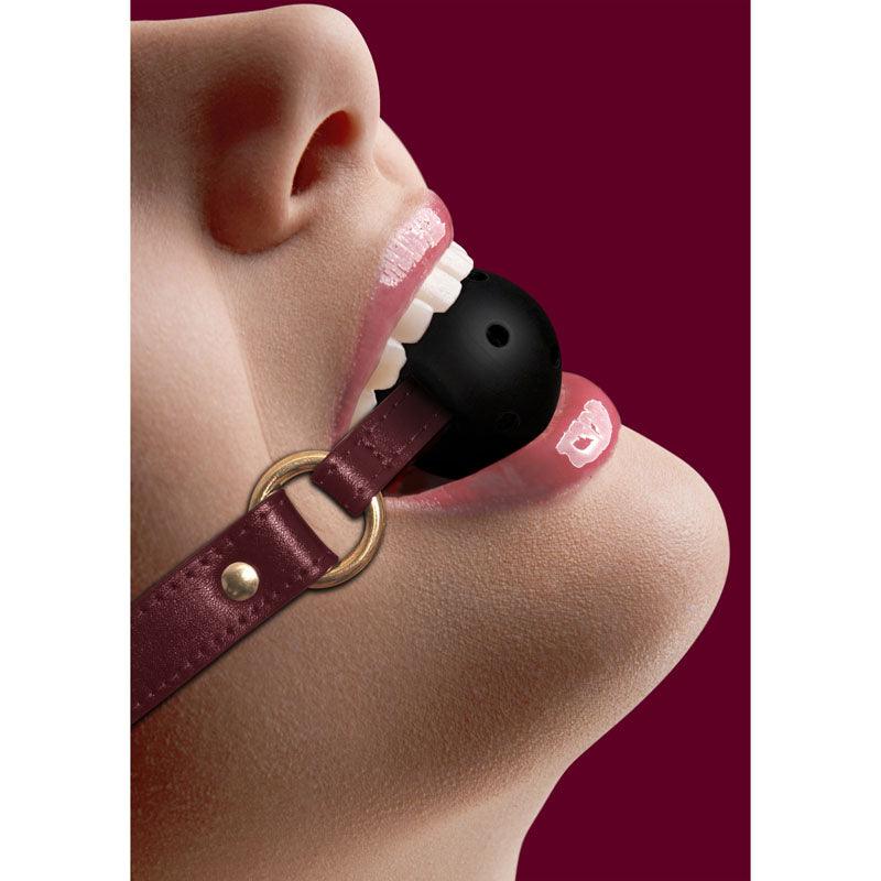 OUCH! Halo - Breathable Ball Gag - Burgundy Mouth Restraint - Naughty by Nature Adult Store