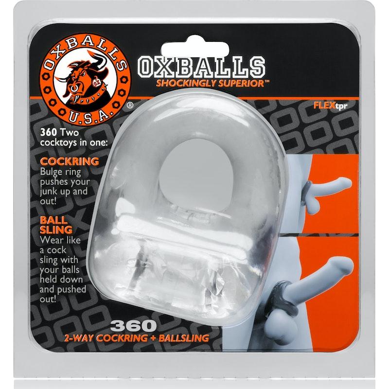 Oxballs 360 Cockring and Ballsling – Clear FLEX - TPR Dual Support - Adult Toys