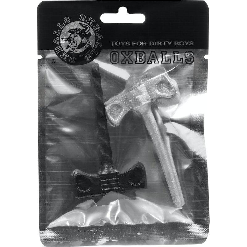 OxBalls Cockscrews Sounds Penis Plug Set – 2pc Black and Zinc - Adult Toys