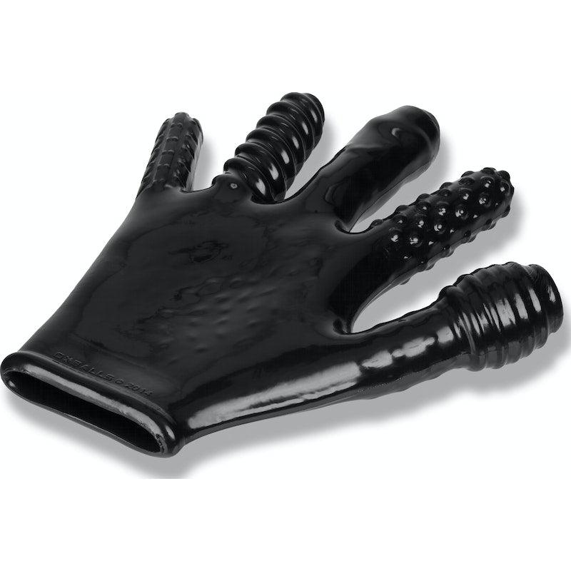 OxBalls Finger Fuck Glove – Textured Rubber Fisting Glove in Black - Adult Toys