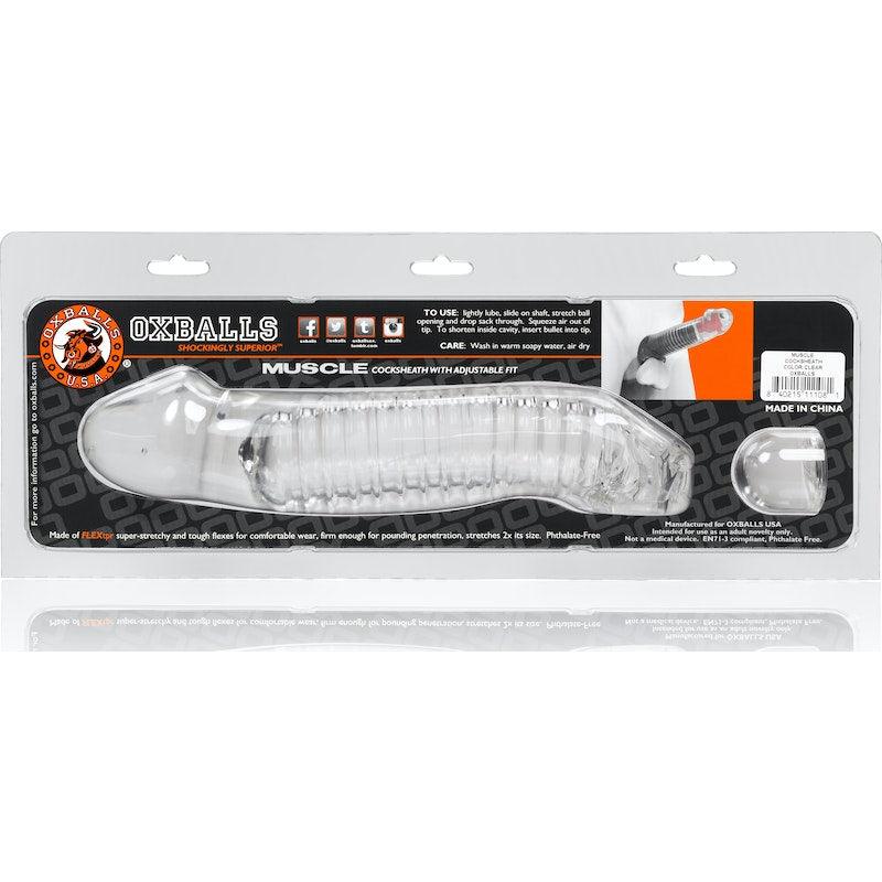 OxBalls Muscle Cocksheath – Clear TPR Penis Enhancer & Massager - Adult Toys