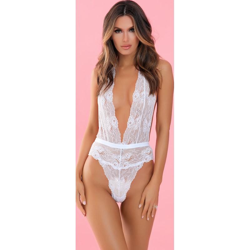 Plunge In Teddy White - Lingerie