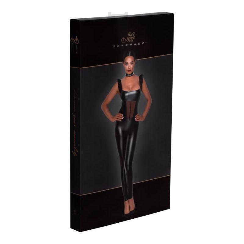 Power Wetlook Overall w Tulle Panel - Lingerie