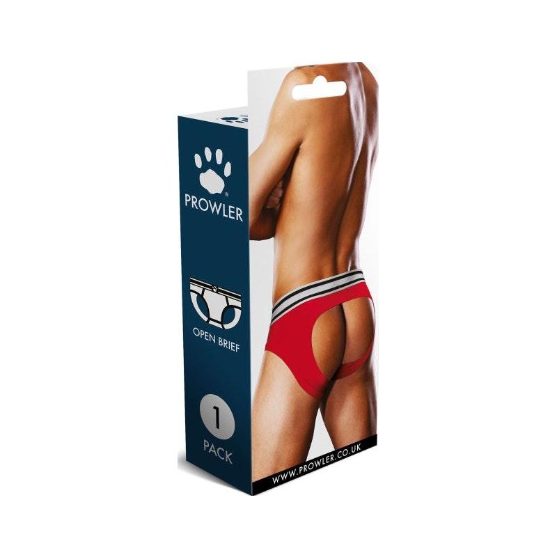 Prowler Open Back Brief Red/White - Lingerie