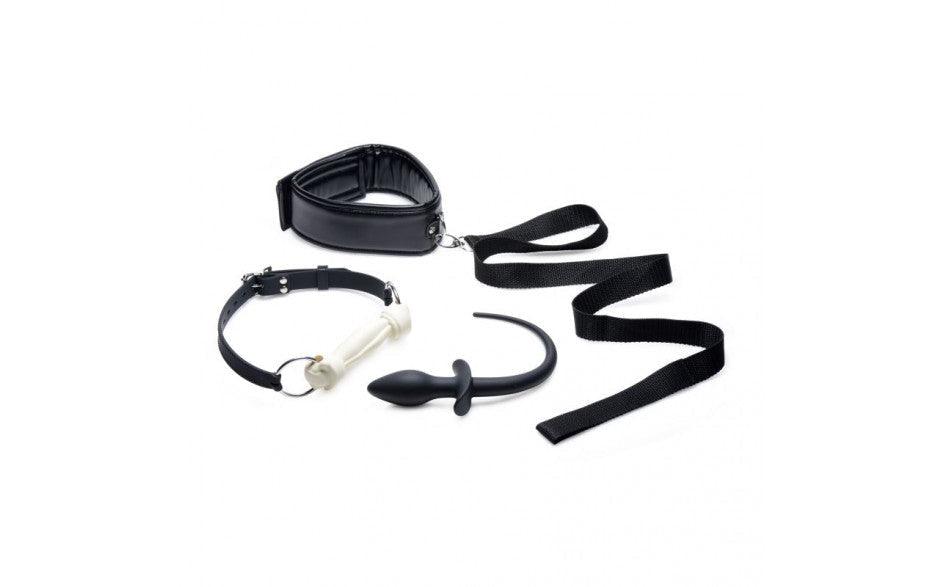 Puppy Play Set incl Gag, Plug and Collar Black - Adult Toys