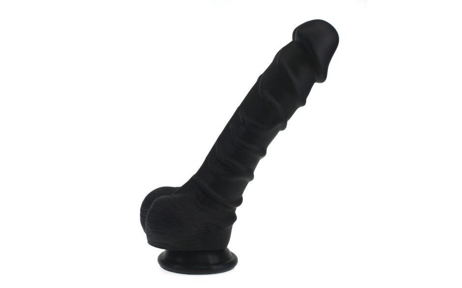 Realistic Dildo Ridged Shaft w Balls Black - Naughty by Nature Adult Store