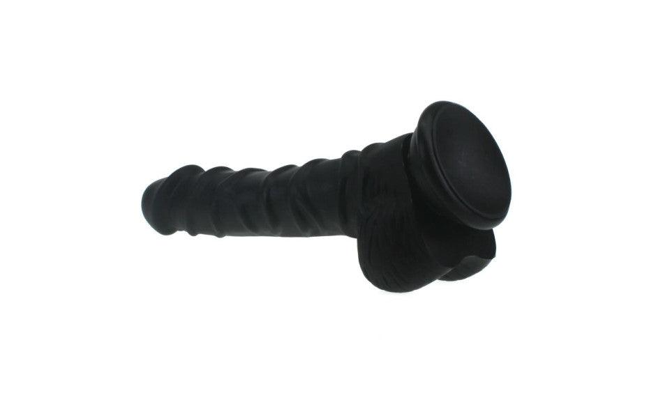Realistic Dildo Ridged Shaft w Balls Black - Naughty by Nature Adult Store