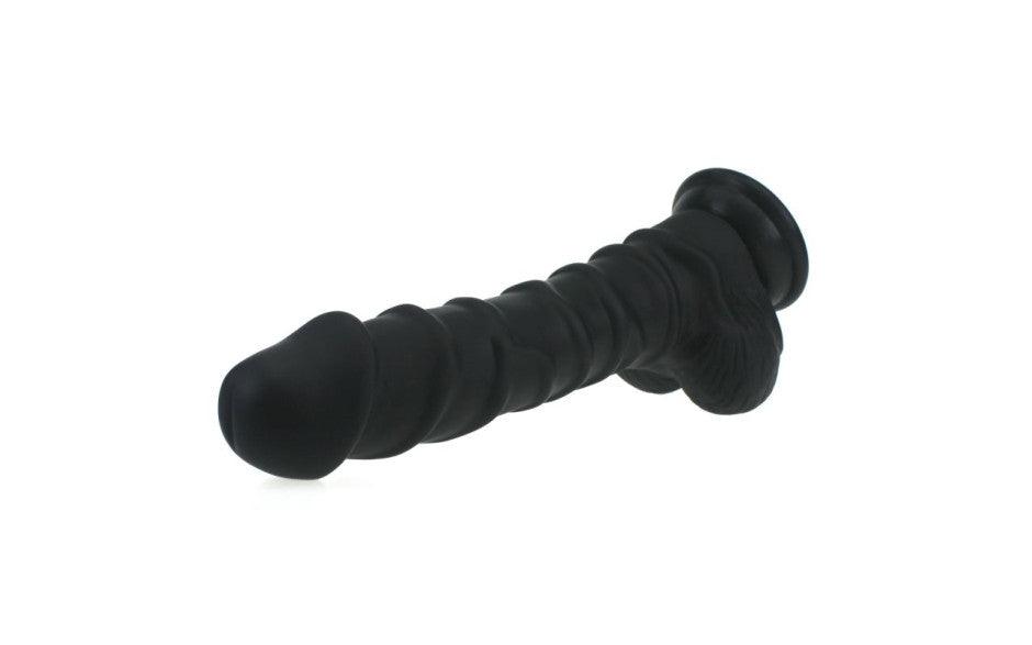Realistic Dildo Ridged Shaft w Balls Black - Naughty by Nature Adult Store