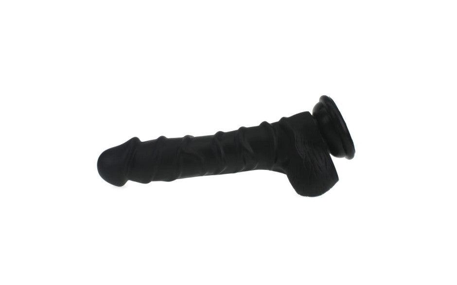 Realistic Dildo Ridged Shaft w Balls Black - Naughty by Nature Adult Store