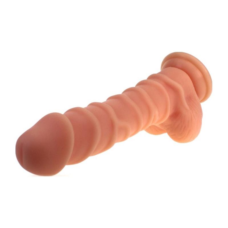Realistic Dildo Ridged Shaft w Balls Flesh - Naughty by Nature Adult Store
