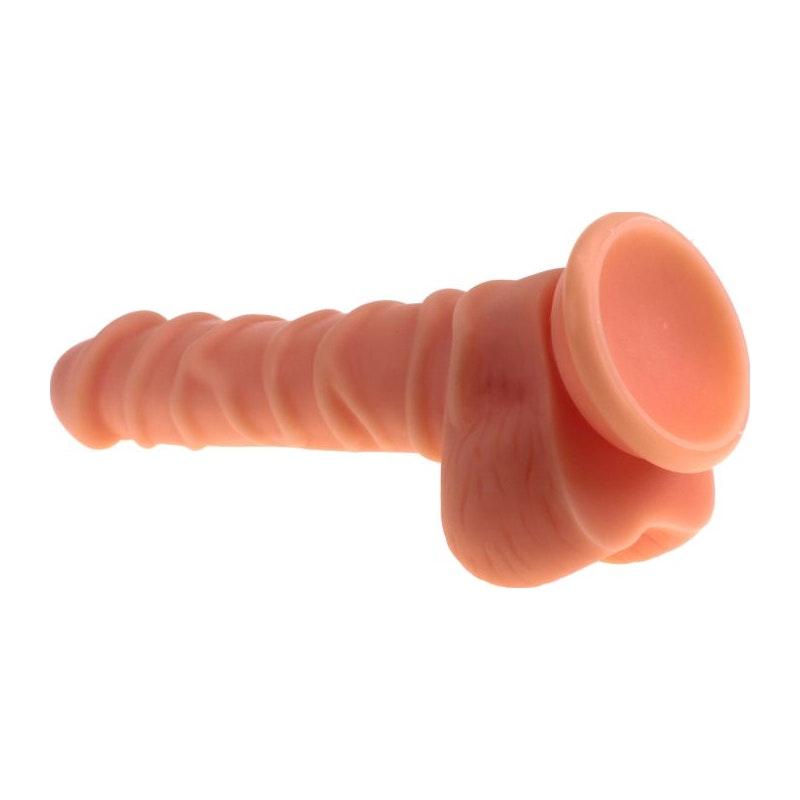 Realistic Dildo Ridged Shaft w Balls Flesh - Naughty by Nature Adult Store