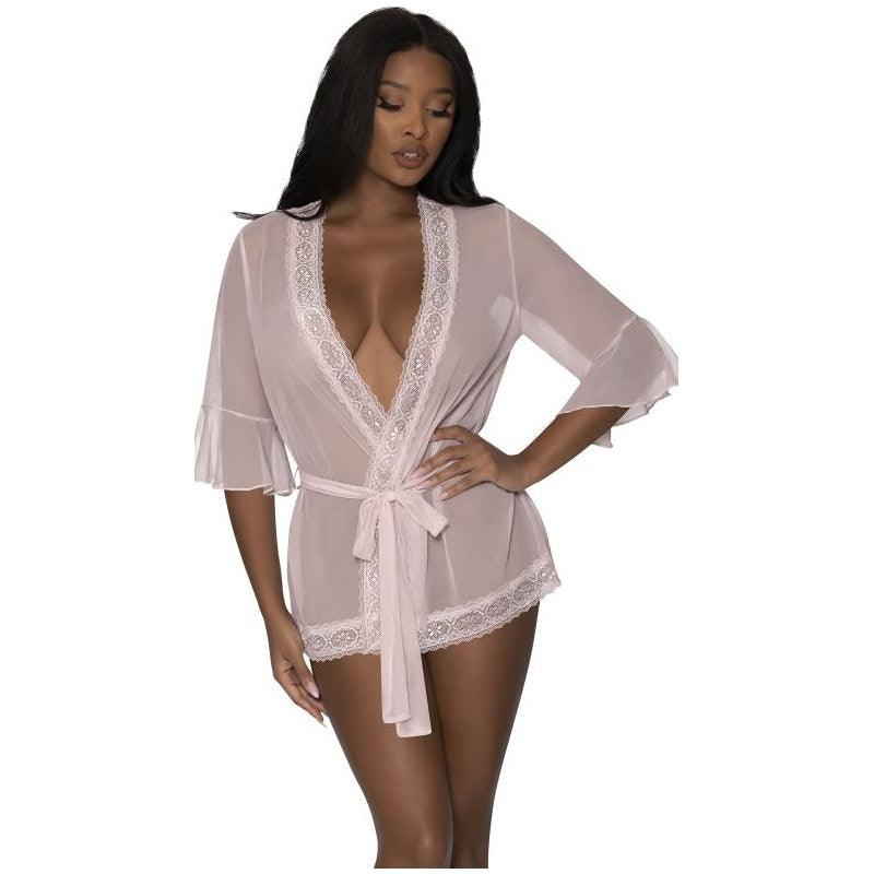 Robe with Lace Trim Blush - Lingerie