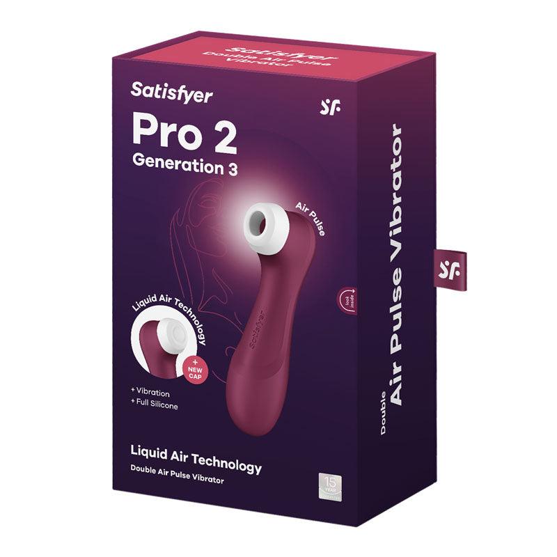 Satisfyer Pro 2 Generation 3 - Wine Red Touch - Free USB - Rechargeable Clitoral Stimulator - AIR PULSATION - PREMIUM