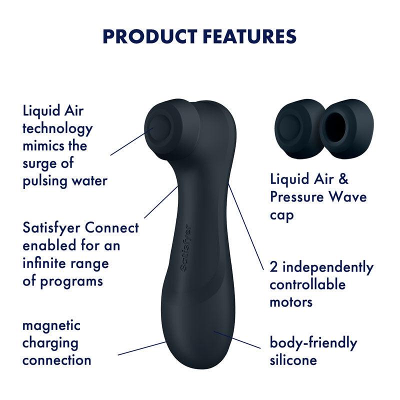 Satisfyer Pro 2 Generation 3 with App Control - Dark Grey Touch - Free USB - Rechargeable Clitoral Stimulator - AIR PULSATION - PREMIUM