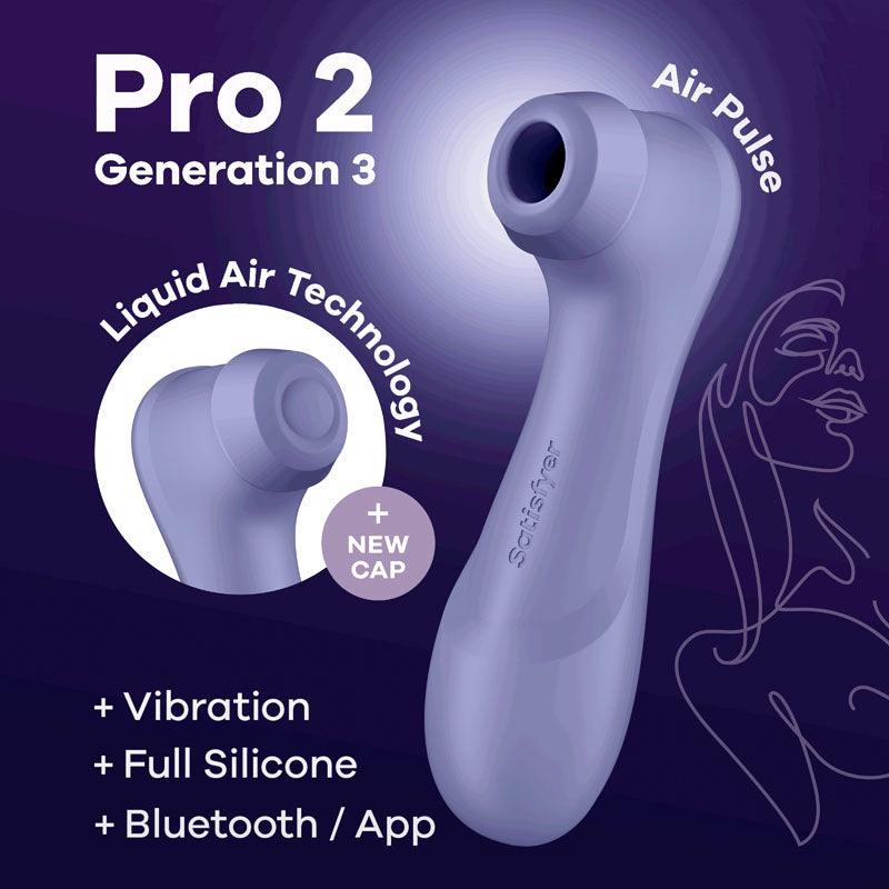 Satisfyer Pro 2 Generation 3 with App Control - Lilac Touch - Free USB - Rechargeable Clitoral Stimulator - AIR PULSATION - PREMIUM