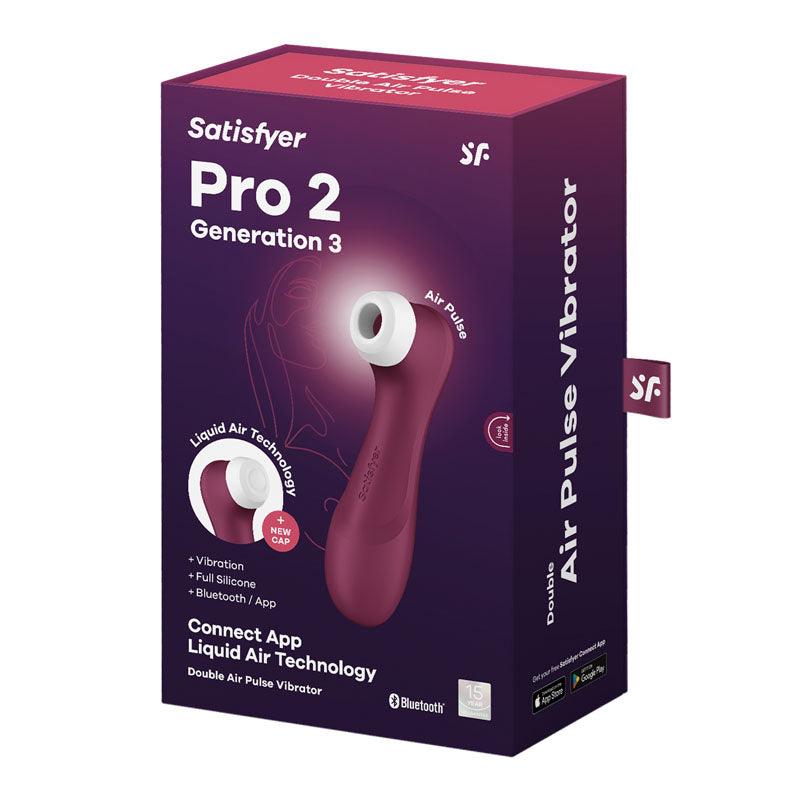Satisfyer Pro 2 Generation 3 with App Control - Wine Red Touch-Free USB-Rechargeable Clitoral Stimulator - Naughty by Nature Adult Store
