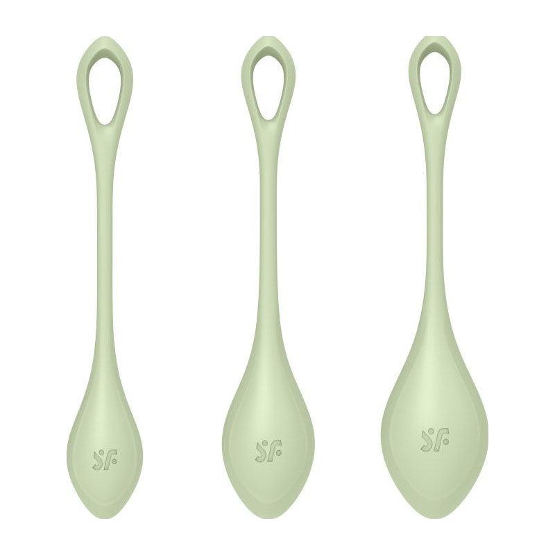 Satisfyer Yoni Power Balls 2 Green 3 Pc Set - Adult Toys